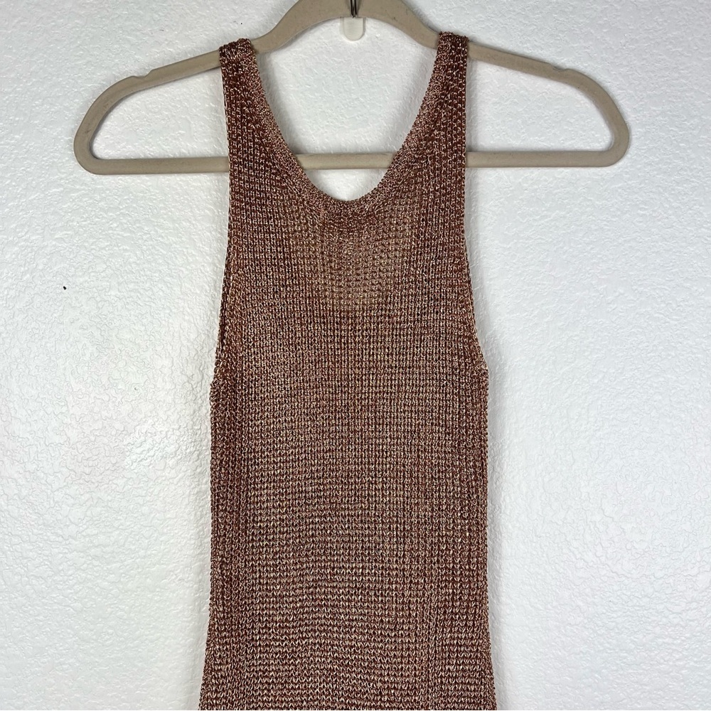 Lovers & Friends Metallic Midi Sleeveless Fiona Dress Rose Gold Color Size S - Picture 5 of 7